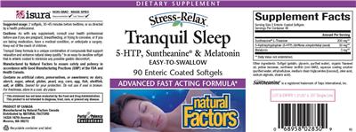 Photo of the Natural Factors Stress-Relax Tranquil Sleep label