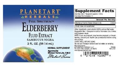 Photo of the Planetary Herbals Full Spectrum Elderberry Fluid Extract label