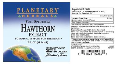 Photo of the Planetary Herbals Full Spectrum Hawthorn Extract label