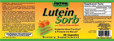 Photo of the Jarrow Formulas Lutein Sorb with Meso-Zeaxanthin label