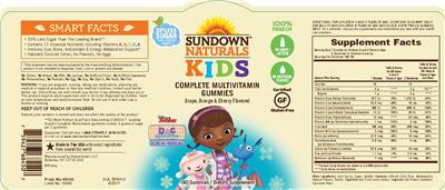 Photo of the Sundown Naturals Kids Complete Multivitamin Disney Junior Doc McStuffins Gummies label