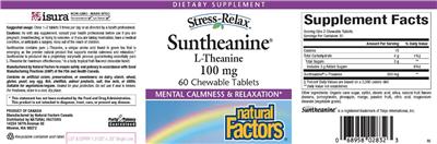 Photo of the Natural Factors Stress-Relax Suntheanine L-Theanine 100 mg label