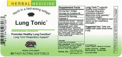Photo of the Herbs, Etc. Lung Tonic label