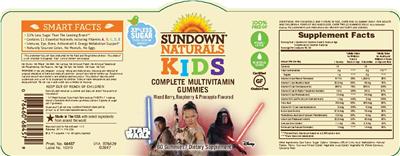 Photo of the Sundown Naturals Kids Complete Multivitamin Star Wars Gummies label