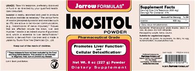 Photo of the Jarrow Formulas Inositol Powder label