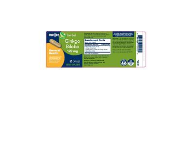 Photo of the Meijer Herbal Ginkgo Biloba 120 mg label