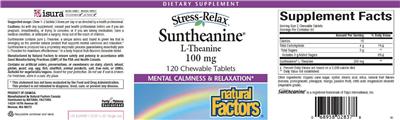 Photo of the Natural Factors Stress-Relax Suntheanine L-Theanine 100 mg label