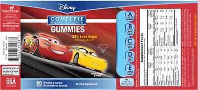 Photo of the NatureSmart Disney Cars Complete Multi-Vitamin Gummies label