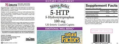 Photo of the Natural Factors Stress-Relax 5-HTP 5-Hydroxytryptophan 100 mg label