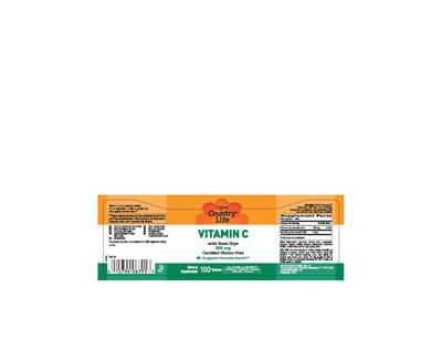 Photo of the Country Life Vitamin C With Rose Hips 500 mg label