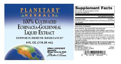 Photo of the Planetary Herbals Echinacea-Goldenseal Liquid Extract label