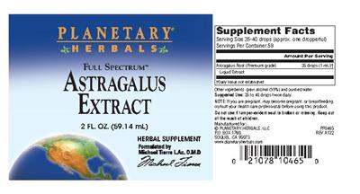 Photo of the Planetary Herbals Full Spectrum Astragalus Extract label