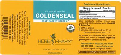Photo of the Herb Pharm Goldenseal label