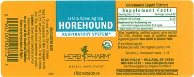 Photo of the Herb Pharm Horehound label