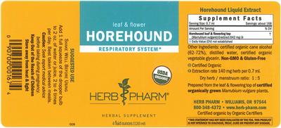 Photo of the Herb Pharm Horehound label