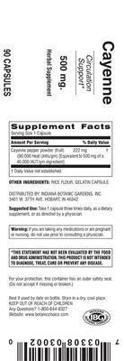 Photo of the Indiana Botanic Gardens Cayenne label