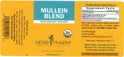 Photo of the Herb Pharm Mullein Blend label