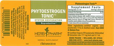 Photo of the Herb Pharm Phytoestrogen Tonic label