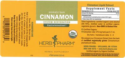 Photo of the Herb Pharm Cinnamon label
