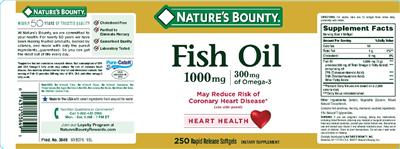 Photo of the Nature's Bounty Fish Oil 1000 mg label