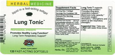Photo of the Herbs, Etc. Lung Tonic label