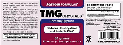 Photo of the Jarrow Formulas TMG Crystals label