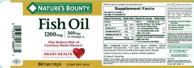 Photo of the Nature's Bounty Fish Oil 1200 mg label