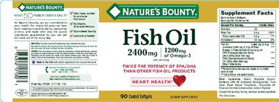 Photo of the Nature's Bounty Fish Oil 2400 mg label