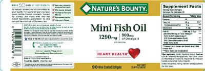 Photo of the Nature's Bounty Mini Fish Oil 1290 mg label