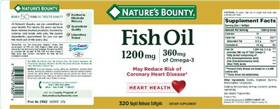 Photo of the Nature's Bounty Fish Oil 1200 mg label