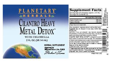 Photo of the Planetary Herbals Cilantro Heavy Metal Detox label