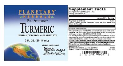 Photo of the Planetary Herbals Full Spectrum Turmeric label