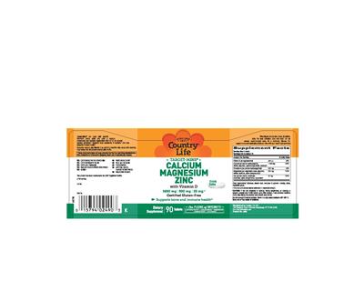 Photo of the Country Life Target-Mins Calcium Magnesium Zinc With Vitamin D 1000 mg : 500 mg : 25 mg label