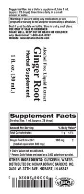 Photo of the Indiana Botanic Gardens Ginger Root label