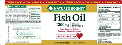 Photo of the Nature's Bounty Fish Oil 1200 mg label