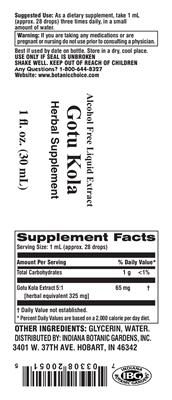 Photo of the Indiana Botanic Gardens Gotu Kola label