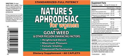 Photo of the Windmill Health Products Nature's Aphrodisiac For Women label