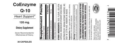 Photo of the Indiana Botanic Gardens CoEnzyme Q-10 120 mg label
