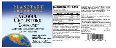 Photo of the Planetary Herbals Guggul Cholesterol Compound 375 mg label