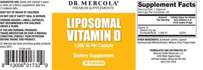 Photo of the Dr. Mercola Liposomal Vitamin D 1,000 IU label