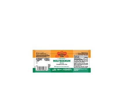 Photo of the Country Life Chelated Molybdenum 150 mcg label