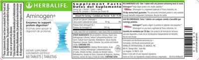 Photo of the Herbalife Aminogen label