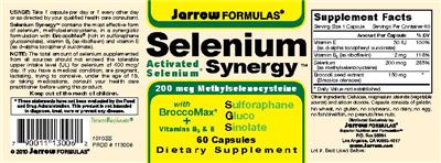 Photo of the Jarrow Formulas Selenium Synergy label
