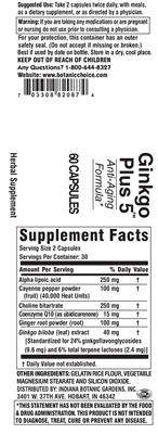 Photo of the Indiana Botanic Gardens Ginkgo Plus 5 label