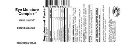 Photo of the Indiana Botanic Gardens Eye Moisture Complex label