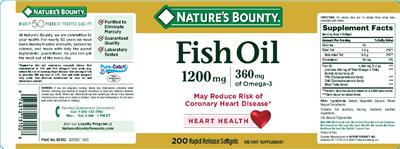 Photo of the Nature's Bounty Fish Oil 1200 mg label