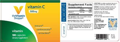 Photo of the The Vitamin Shoppe Vitamin C 500 mg label