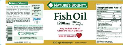 Photo of the Nature's Bounty Fish Oil 1200 mg label