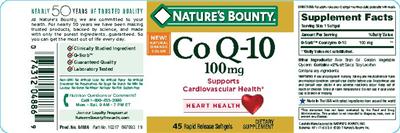 Photo of the Nature's Bounty Co Q-10 100 mg label