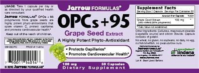 Photo of the Jarrow Formulas OPCs + 95 100 mg label